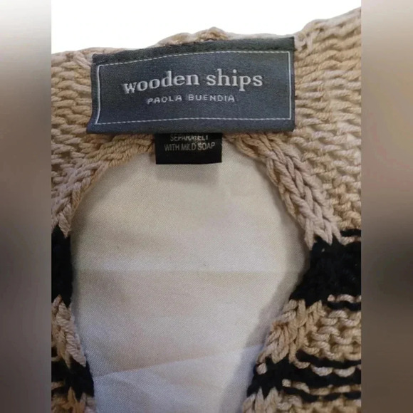 Wooden Ships EUC Black  and Brown LS Knit Sweater Size M-L - Picture 8 of 9